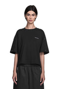 "ATLAS" Boxy T-Shirt Cropped Fit mit Chrom-Schraubnieten in Schwarz