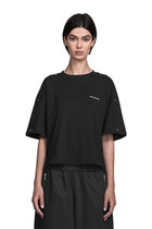 "ATLAS" Boxy T-Shirt Cropped Fit mit Chrom-Schraubnieten in Schwarz