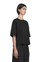 "ATLAS" Boxy T-Shirt Cropped Fit mit Chrom-Schraubnieten in Schwarz