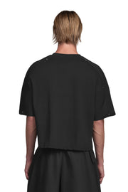"ATLAS" Boxy T-Shirt Cropped Fit mit Chrom-Schraubnieten in Schwarz