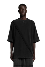 "2 WORLDS" T-Shirt Oversized Silhouette in Washed Black
