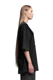 "2 WORLDS" T-Shirt Oversized Silhouette in Washed Black