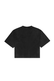 "CROPPED PATCH" T-Shirt Cropped Boxy in Washed Black