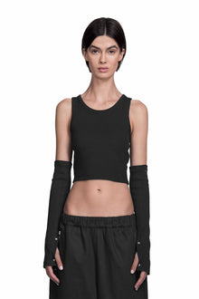 "RADIUS" Arm Warmers mit Chrom-Schraubnieten in Schwarz