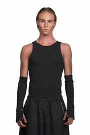 "RADIUS" Arm Warmers with Chrome Screw Rivets in Black