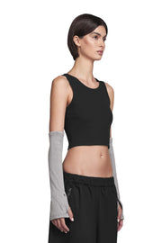 "RADIUS" Arm Warmers mit Chrom-Schraubnieten in Grau