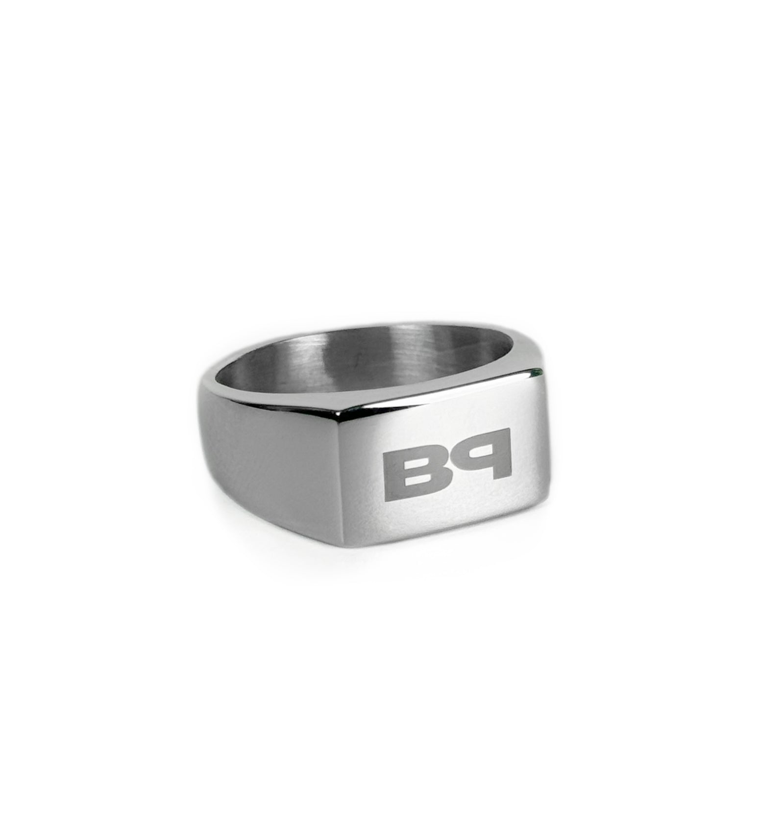 "SIGNATURE" Signet Ring aus Edelstahl mit BP-Monogramm