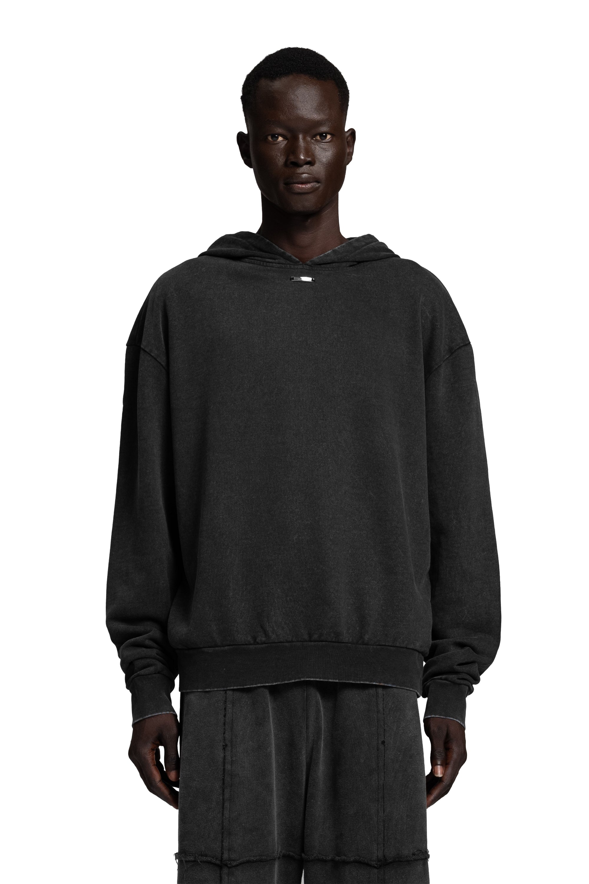 "BLACK" Backprint Hoodie Oversized in Acid Black