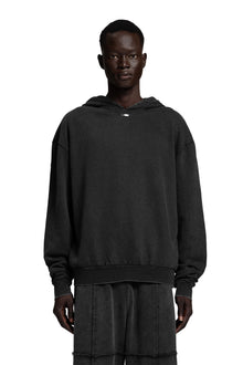 "BLACK" Backprint Hoodie Oversized in Acid Black