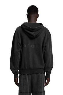 "BLACK" Backprint Hoodie Oversized in Acid Black