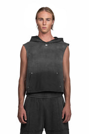 "ATRIUM" Sleeveless Hoodie oversized cropped in Acid-Washed