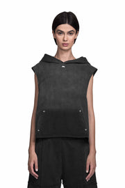 "ATRIUM" Sleeveless Hoodie oversized cropped in Acid-Washed