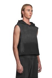"ATRIUM" Sleeveless Hoodie oversized cropped in Acid-Washed