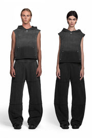 "ATRIUM" Sleeveless Hoodie oversized cropped in Acid-Washed