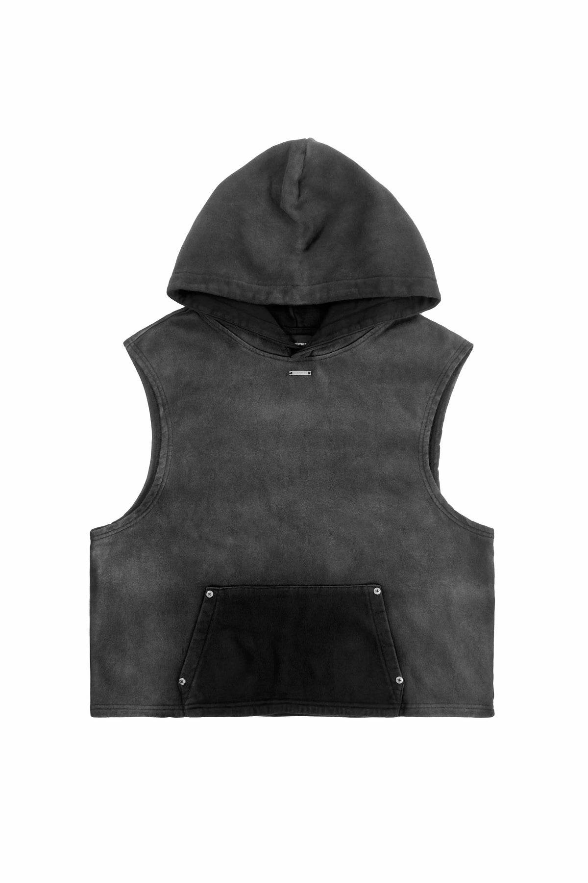 "ATRIUM" Sleeveless Hoodie oversized cropped in Acid-Washed