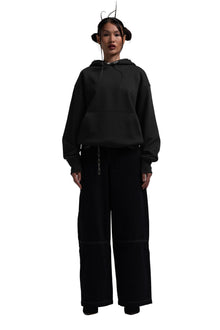 "CLFV" Chain Hoodie Distressed Heavyweight in Black