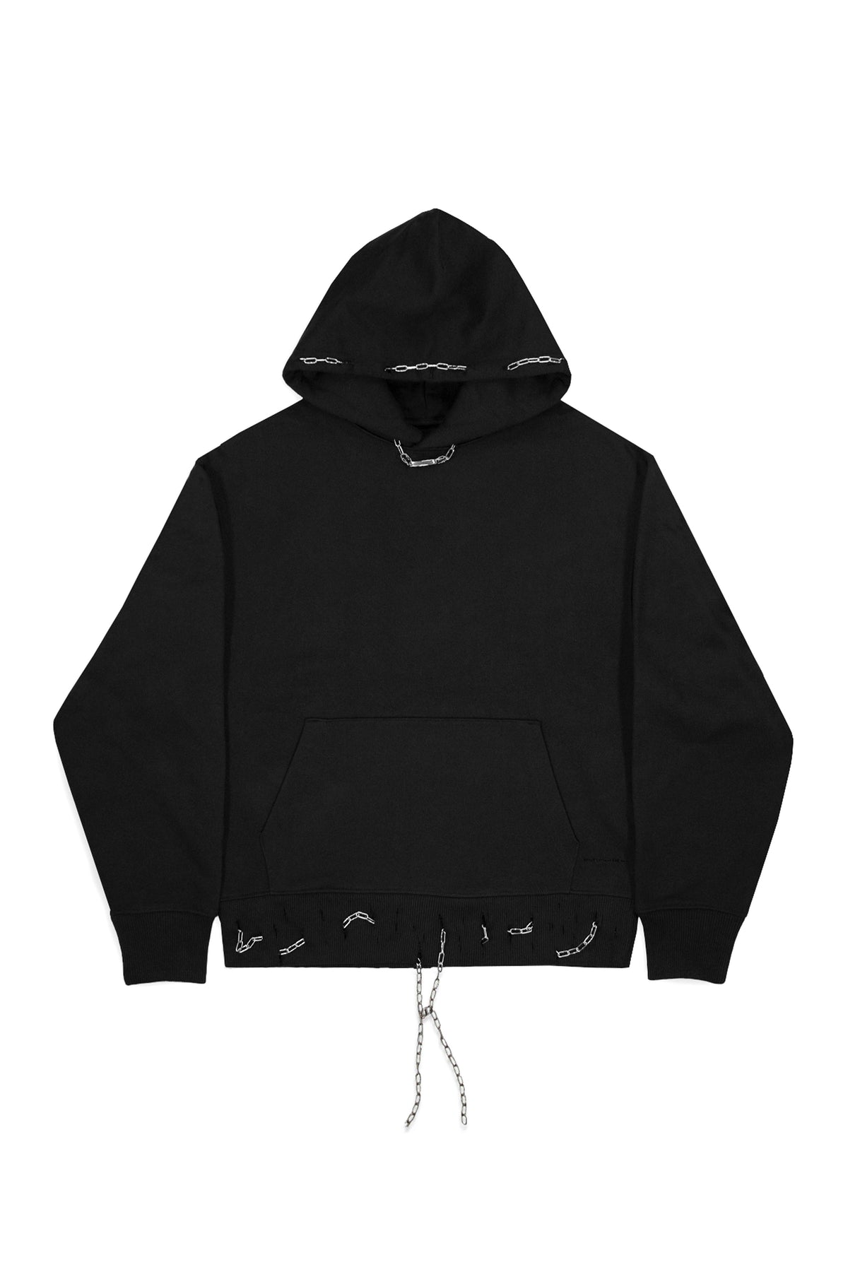 "CLFV" Chain Hoodie Distressed Heavyweight in Schwarz