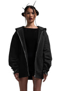 "CLFV" Zip Hoodie Distressed Heavyweight in Schwarz