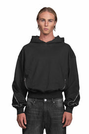 „INCISIO“ Zipper Hoodie Regular Fit in Schwarz