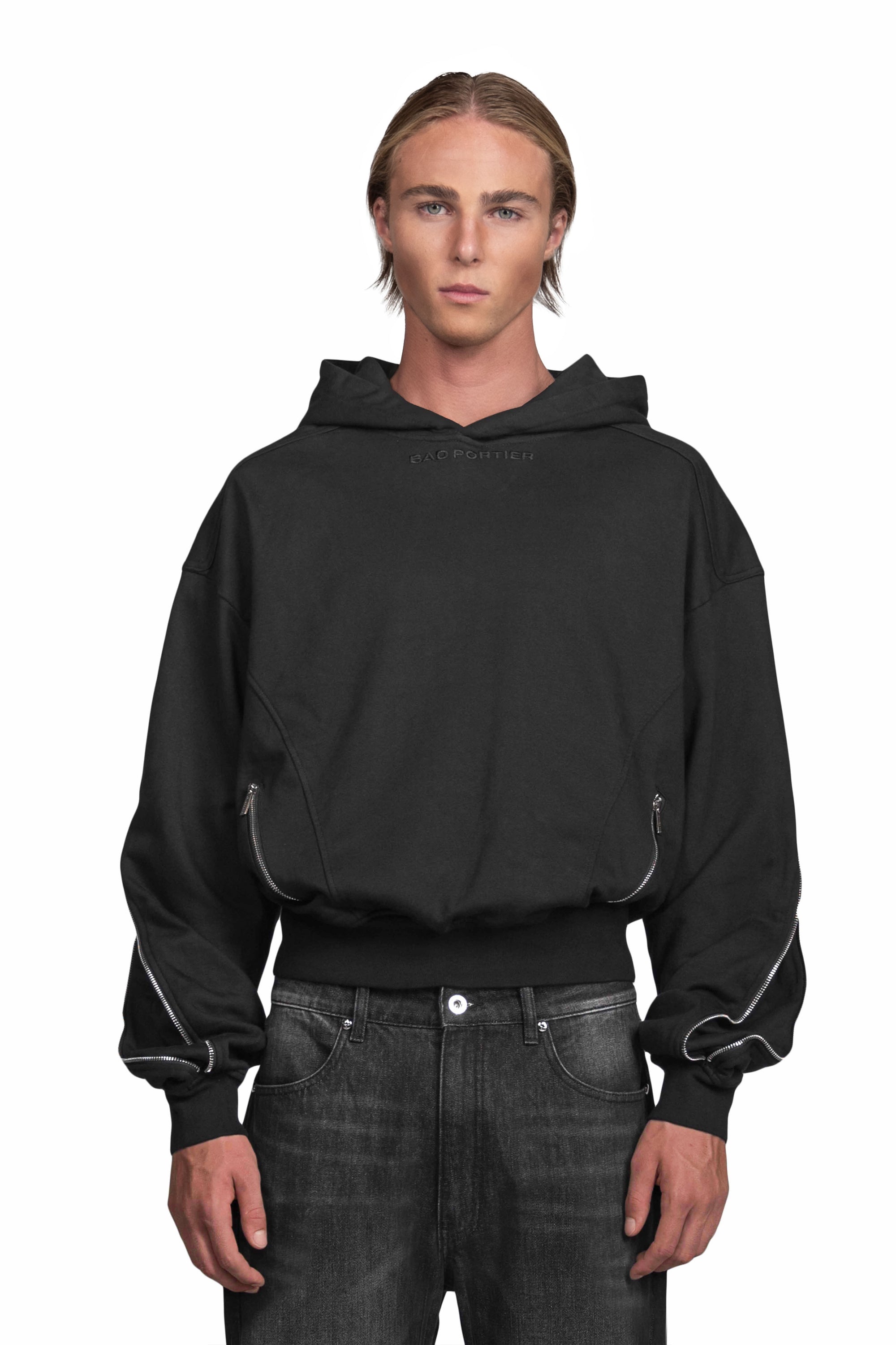 „INCISIO“ Zipper Hoodie Regular Fit in Schwarz