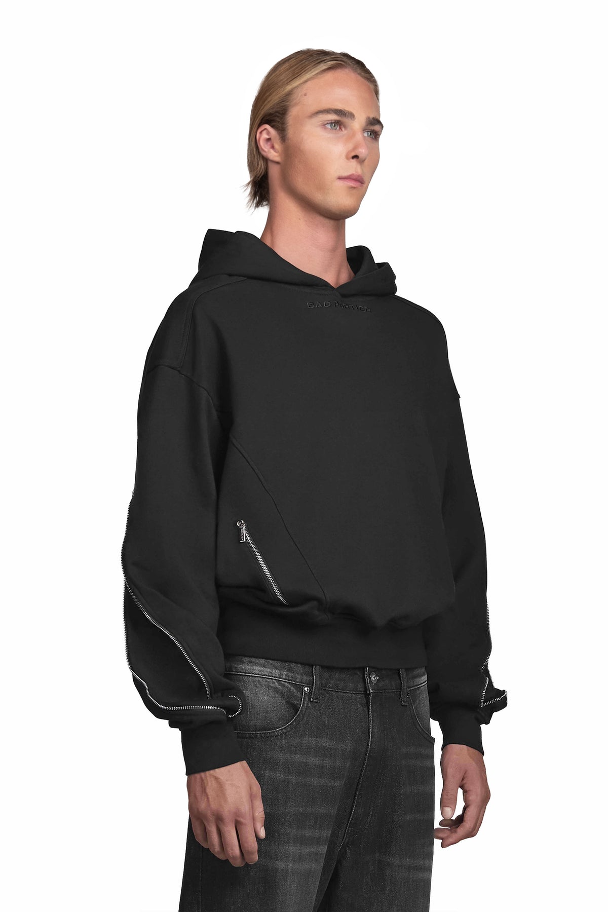 „INCISIO“ Zipper Hoodie Regular Fit in Schwarz