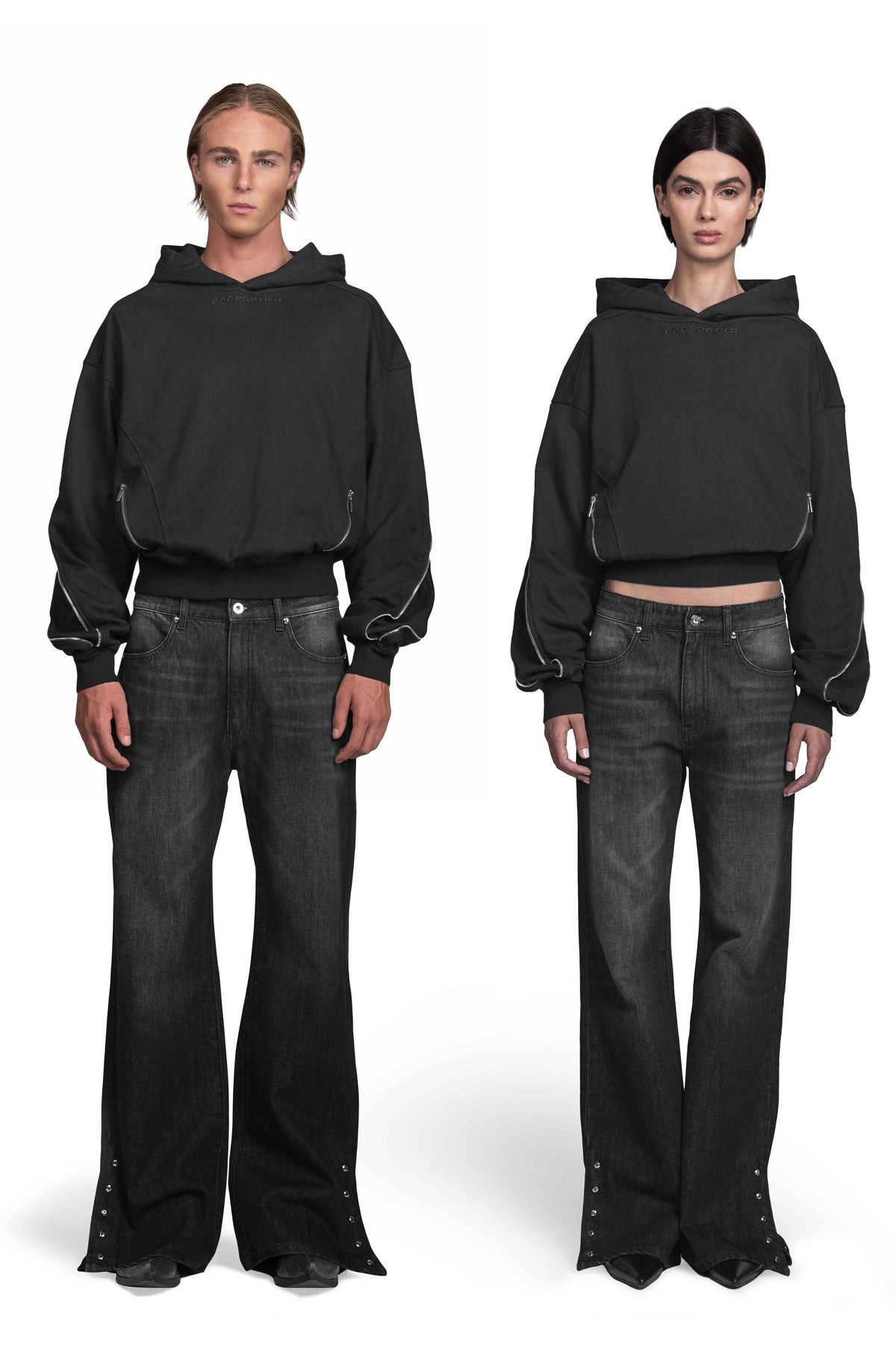 „INCISIO“ Zipper Hoodie Regular Fit in Schwarz