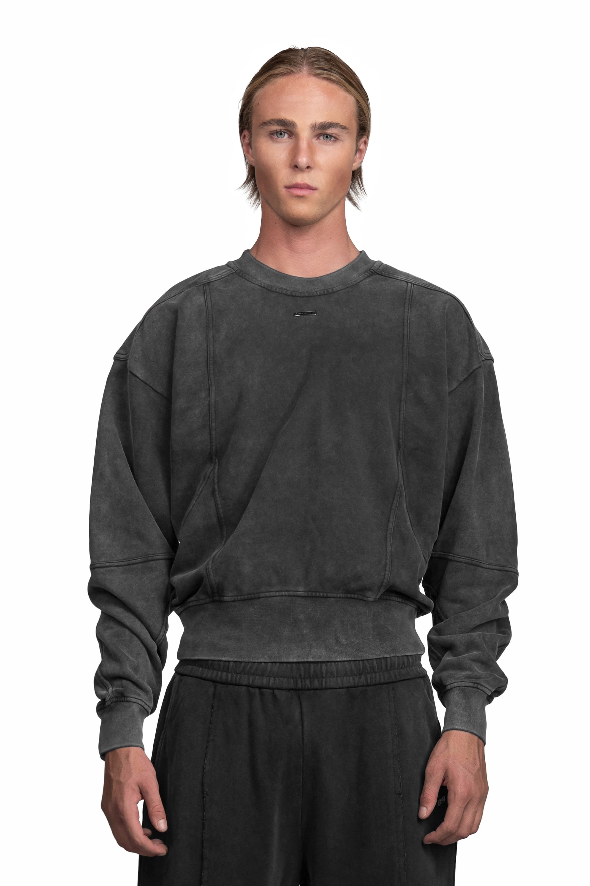 "OBSCURA" Grey Sweater regular Fit in Washed Black