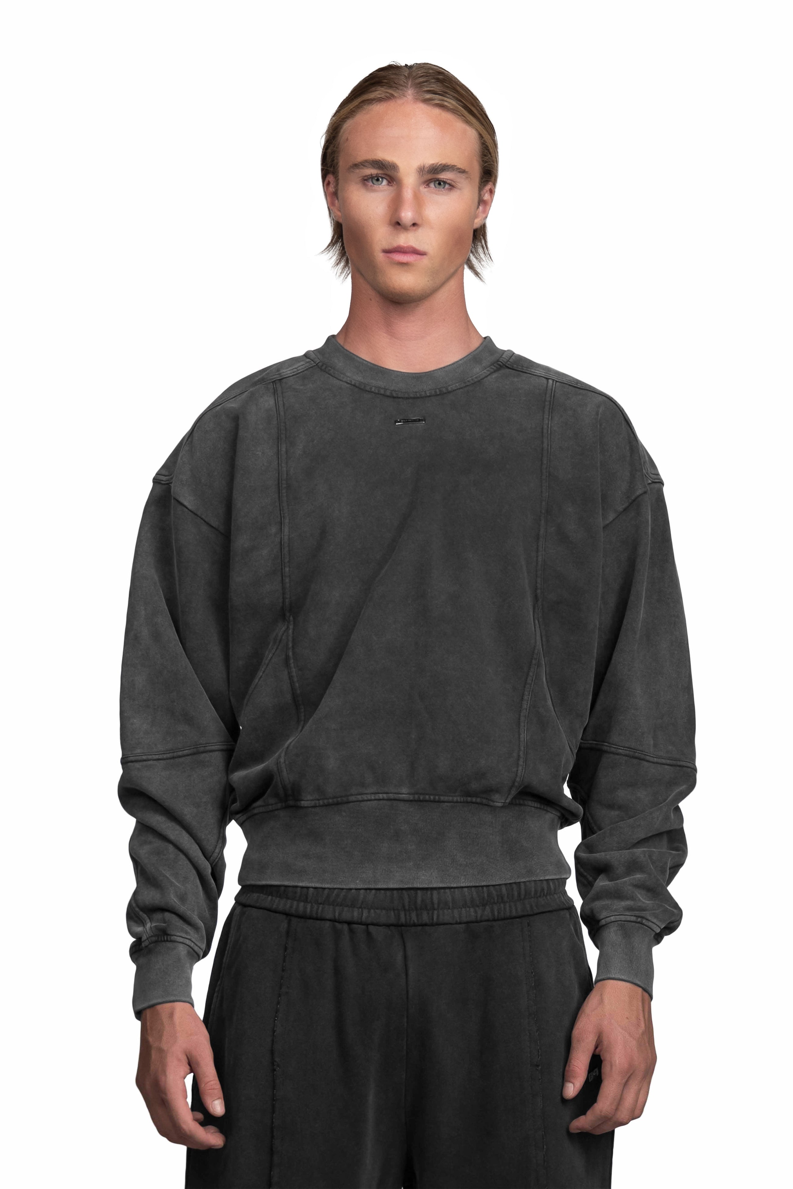 "OBSCURA" Grey Sweater regular Fit in Washed Black