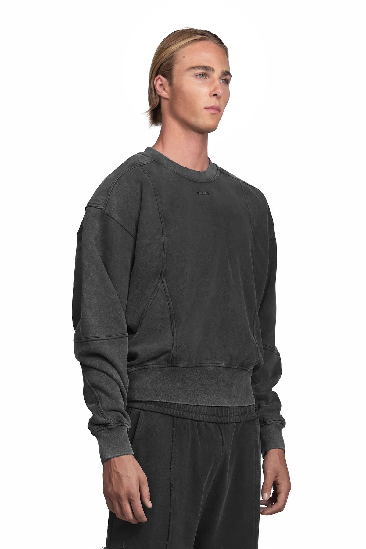 "OBSCURA" Grey Sweater regular Fit in Washed Black