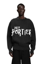 "CYBER ATTACK" Sweater Knit Distressed in Schwarz