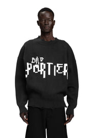 "CYBER ATTACK" Sweater Knit Distressed in Schwarz