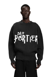 "CYBER ATTACK" Sweater Knit Distressed in Schwarz