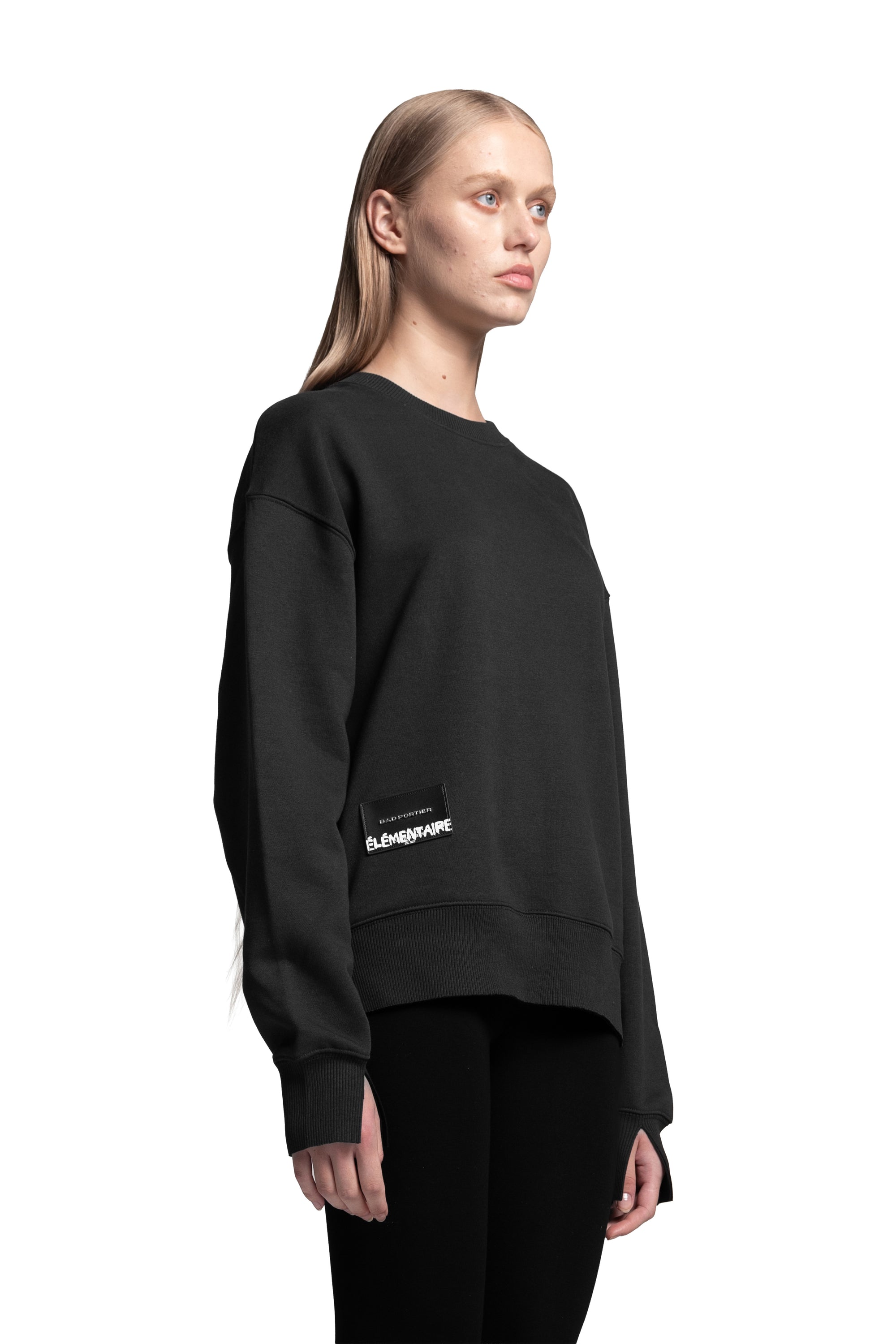 "CUTTED CUFFS" Sweater Distressed in Schwarz
