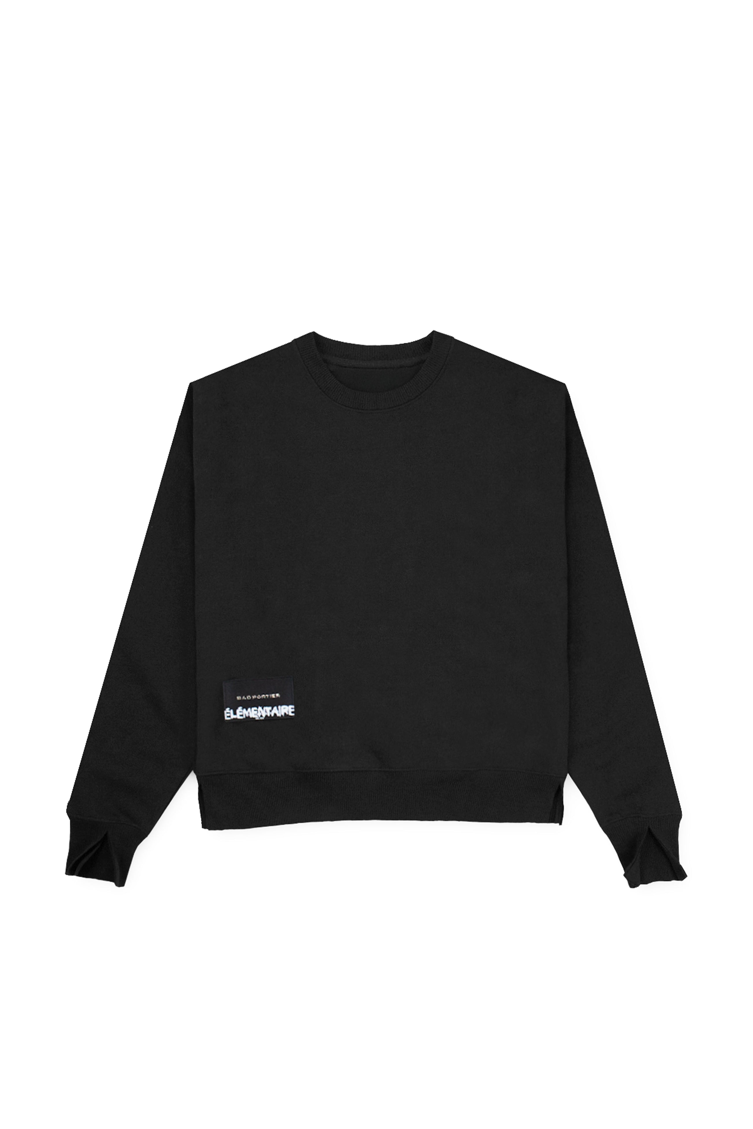 "CUTTED CUFFS" Sweater Distressed in Schwarz