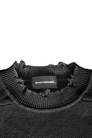 "CYBER ATTACK" Sweater Knit Distressed in Schwarz