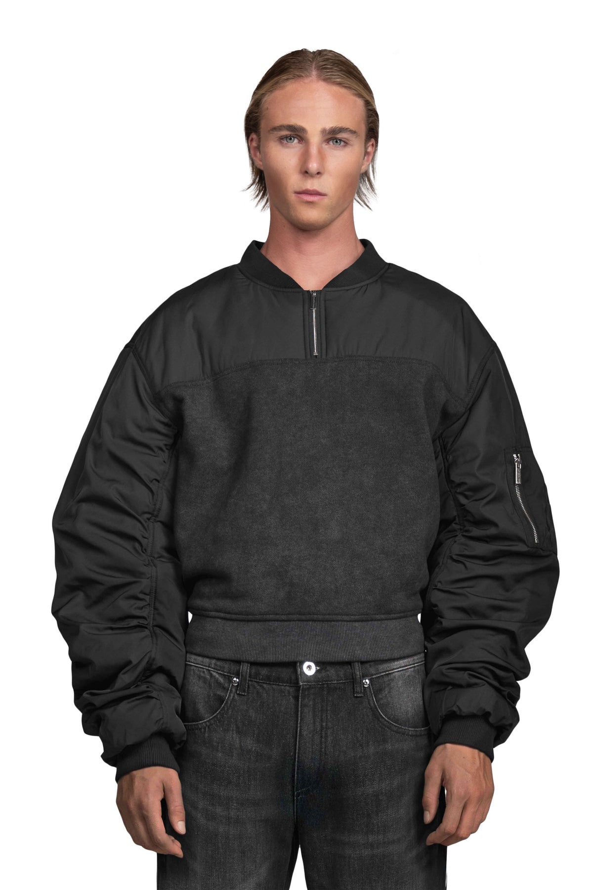 "CORTEX" Bomber Sweater Oversized Fit in Schwarz
