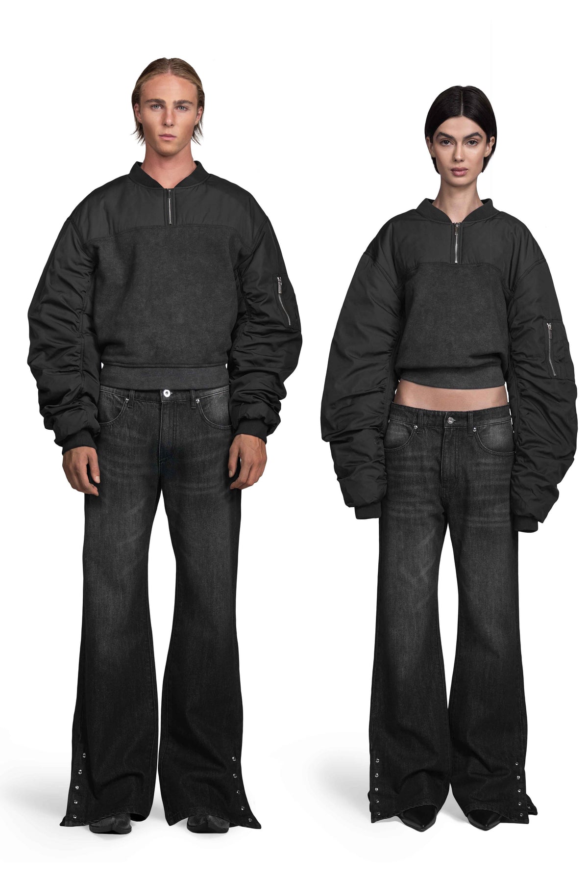 "CORTEX" Bomber Sweater Oversized Fit in Schwarz
