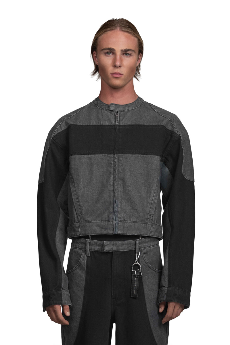 "ARMATURA" Denim Jacke cropped Fit in Schwarz/Grau