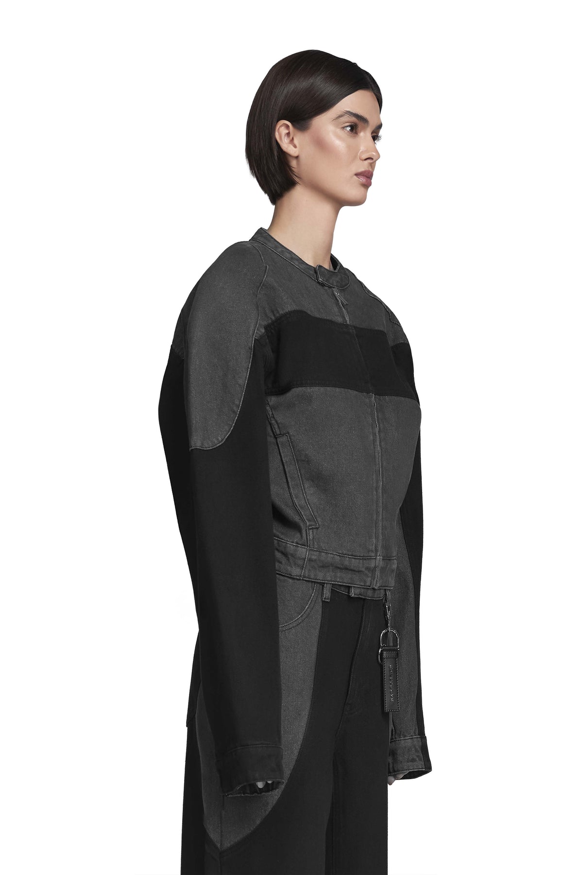 "ARMATURA" Denim Jacke cropped Fit in Schwarz/Grau