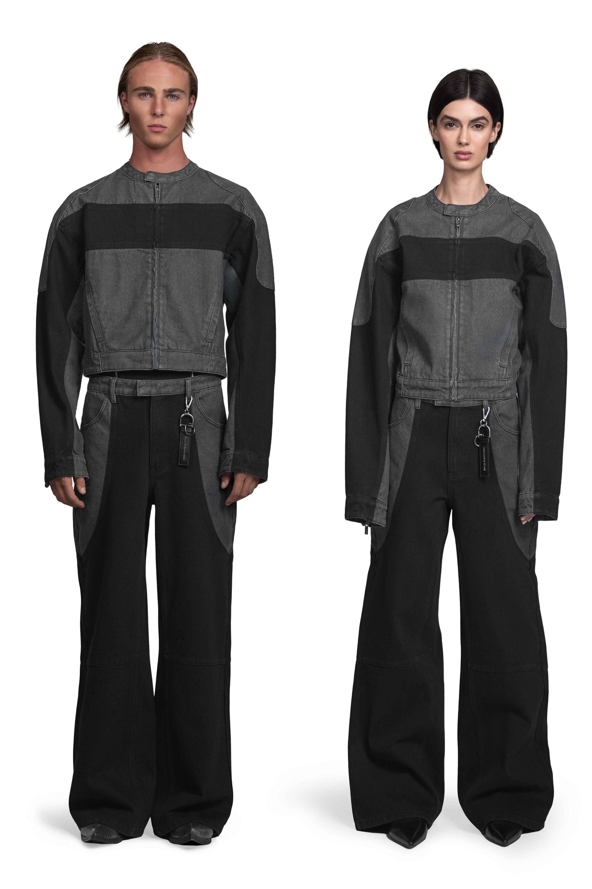 "ARMATURA" Denim Jacke cropped Fit in Schwarz/Grau