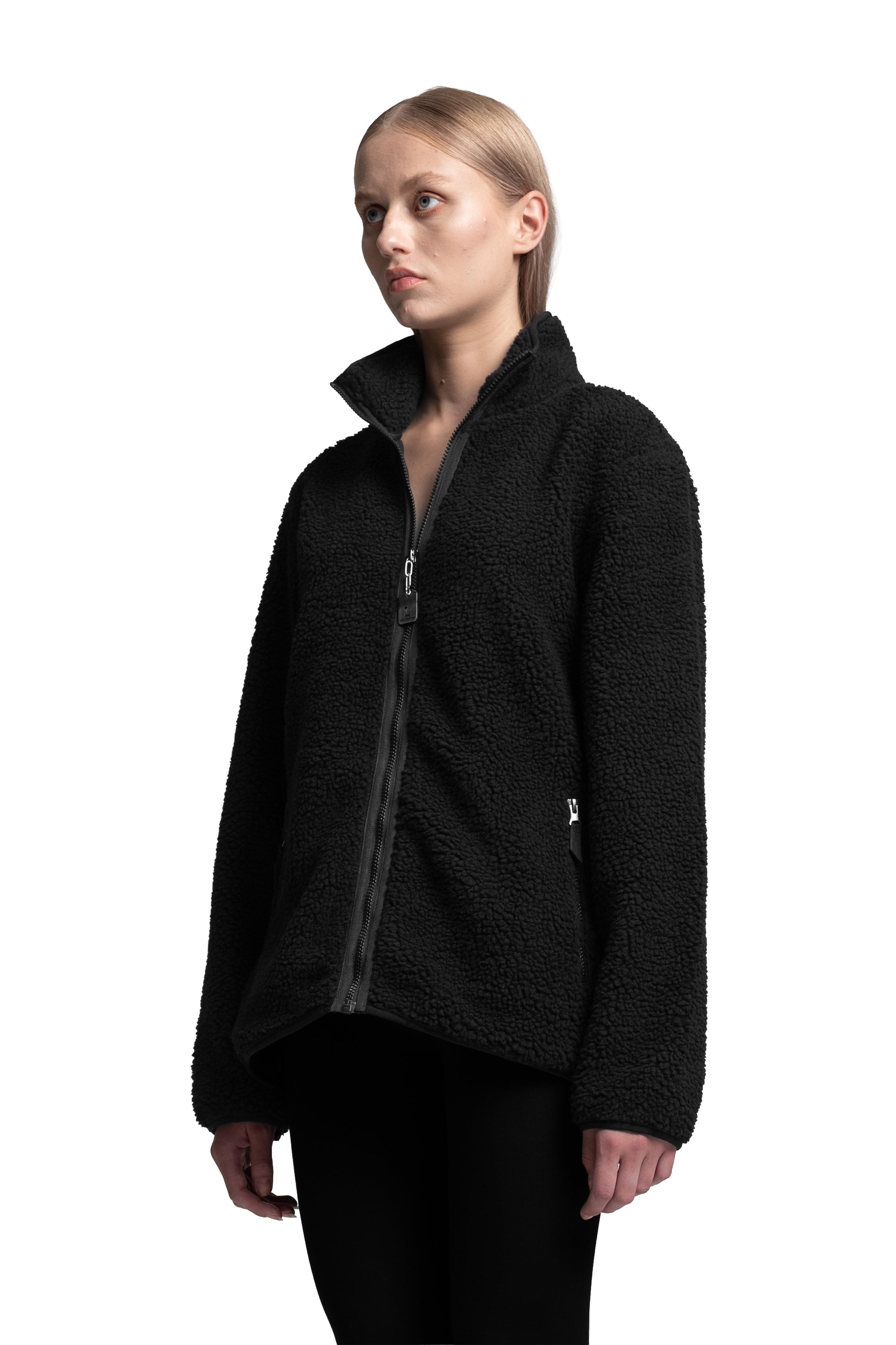 "TWILL BRUSHED" Zipper Overshirt Regular Fit in Black