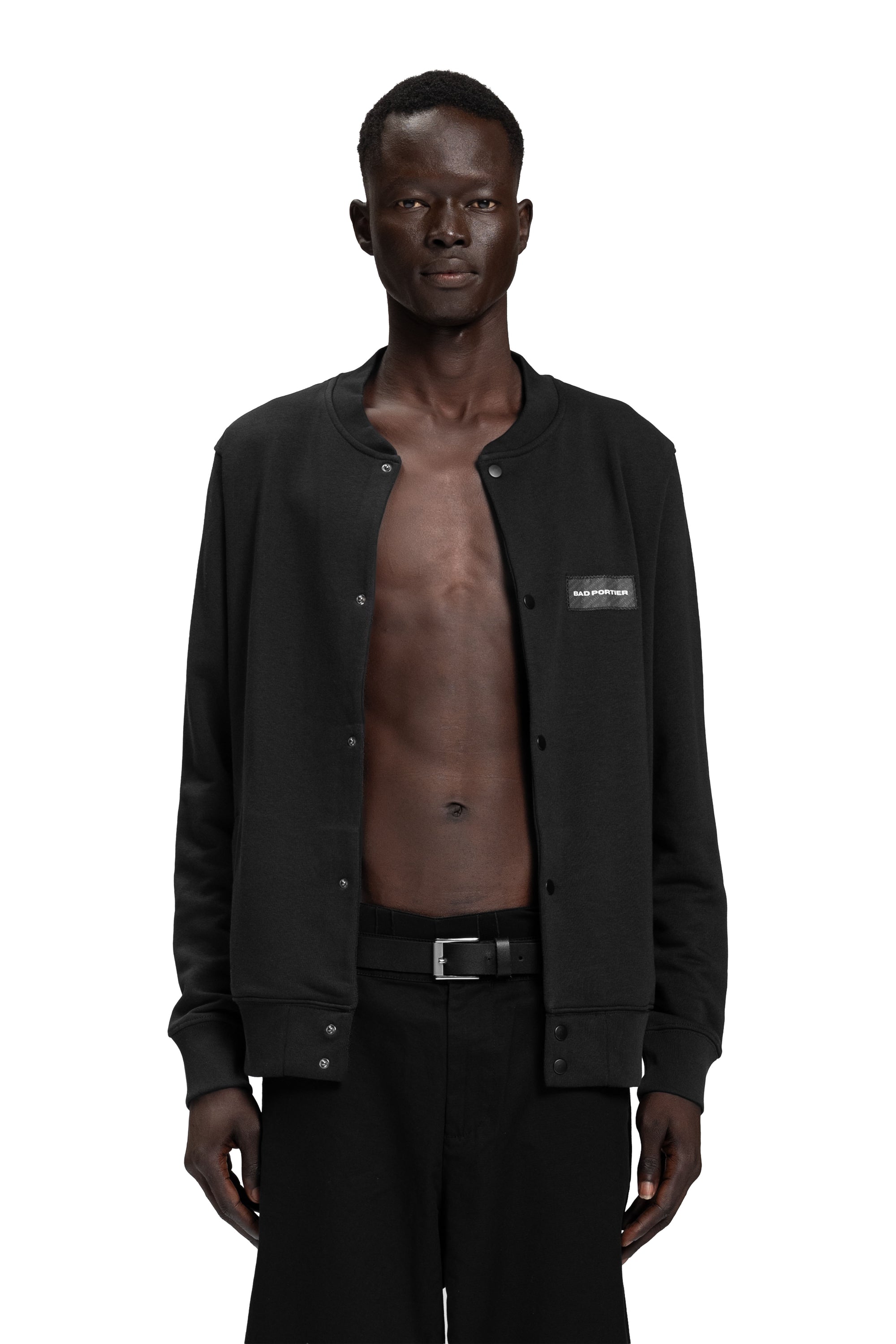 "BASEBALL" Sweater Jacket Regular in Schwarz