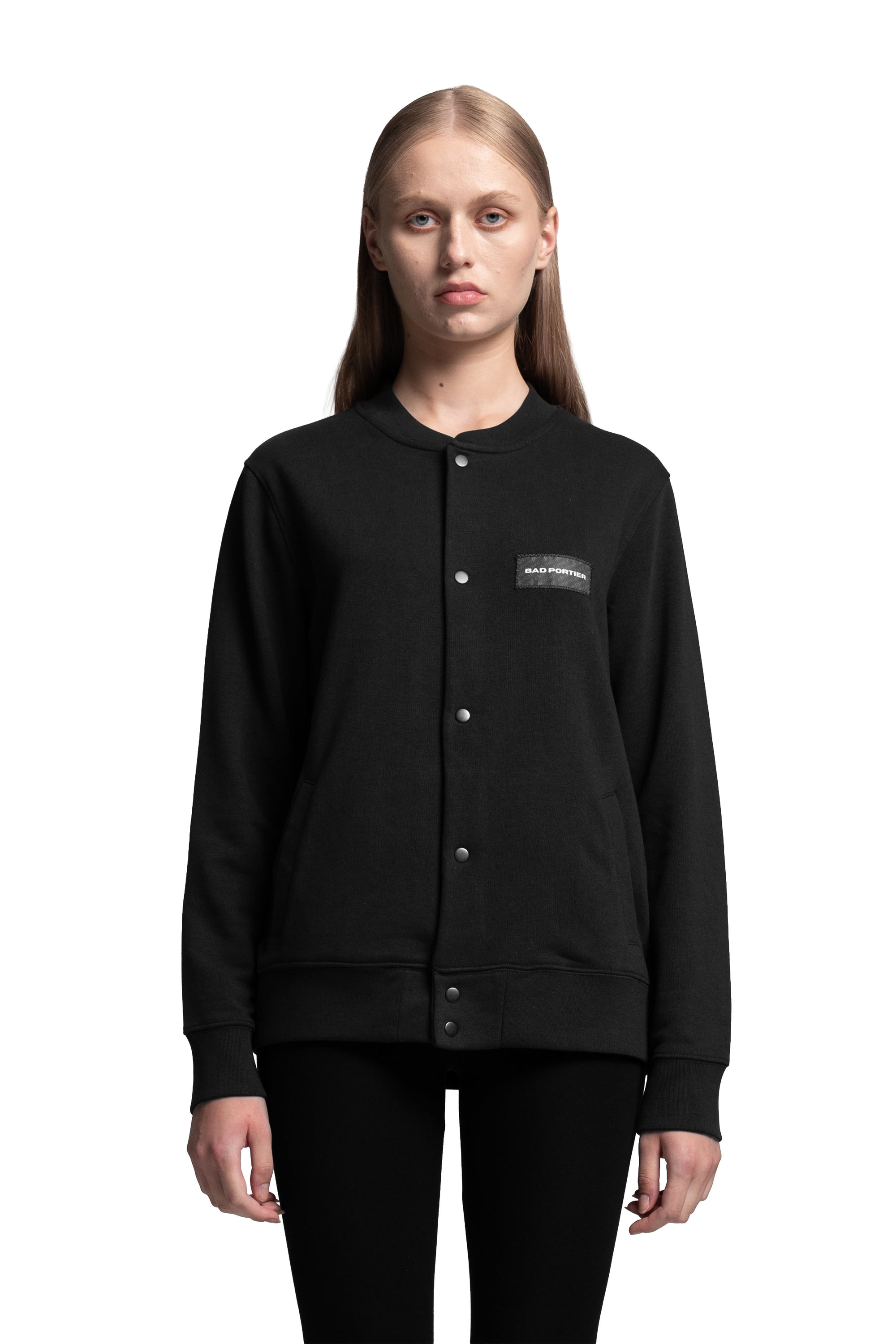 "BASEBALL" Sweater Jacket Regular in Schwarz