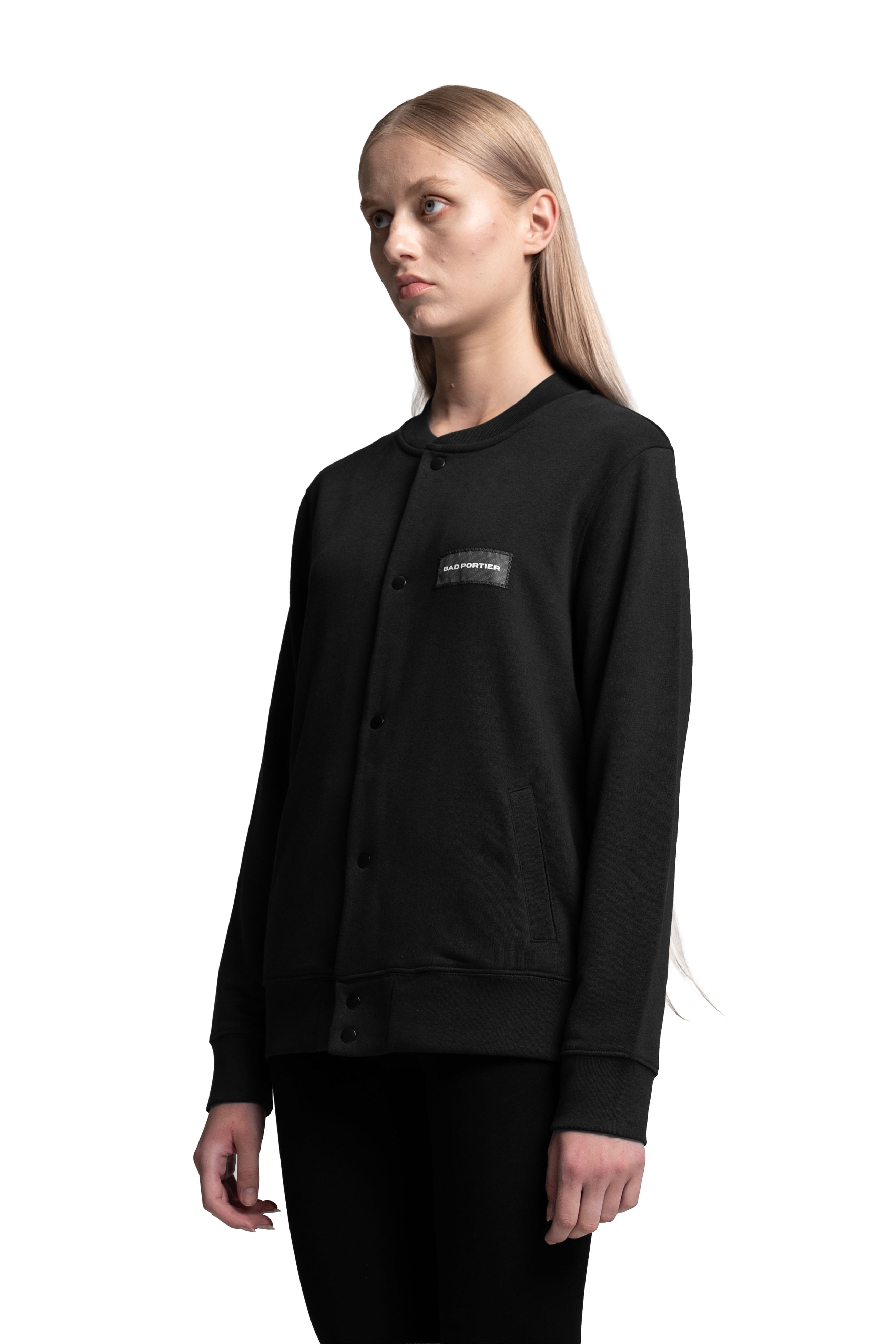 "BASEBALL" Sweater Jacket Regular in Schwarz