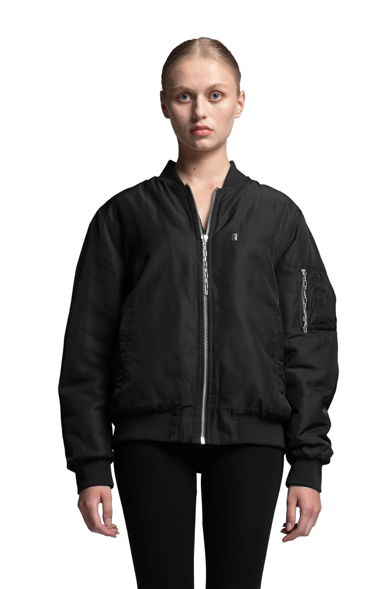 "UNIQUE PERSPECTIVES" Bomberjacke mit Graffiti-Backprint in Schwarz