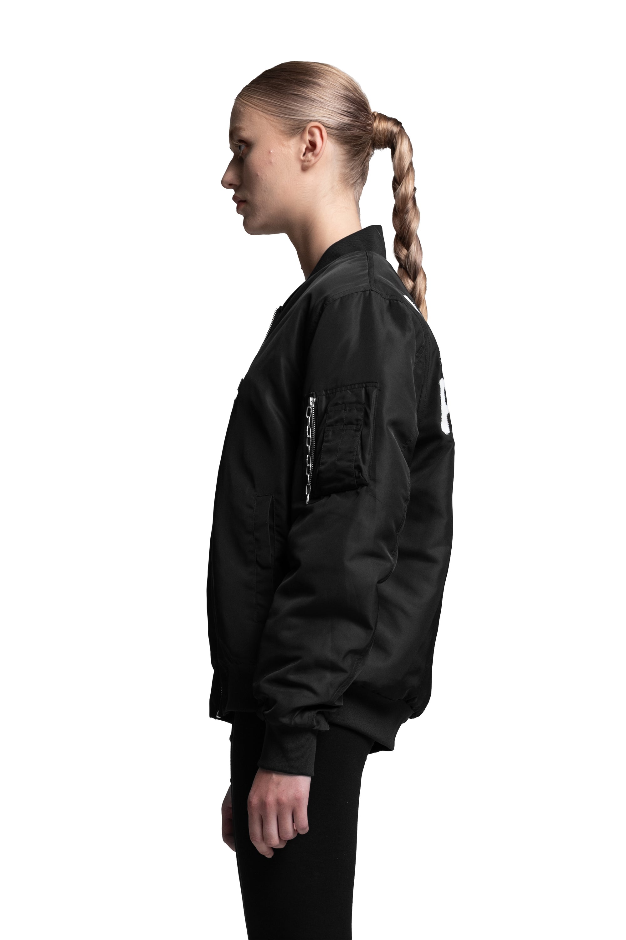 "UNIQUE PERSPECTIVES" Bomberjacke mit Graffiti-Backprint in Schwarz