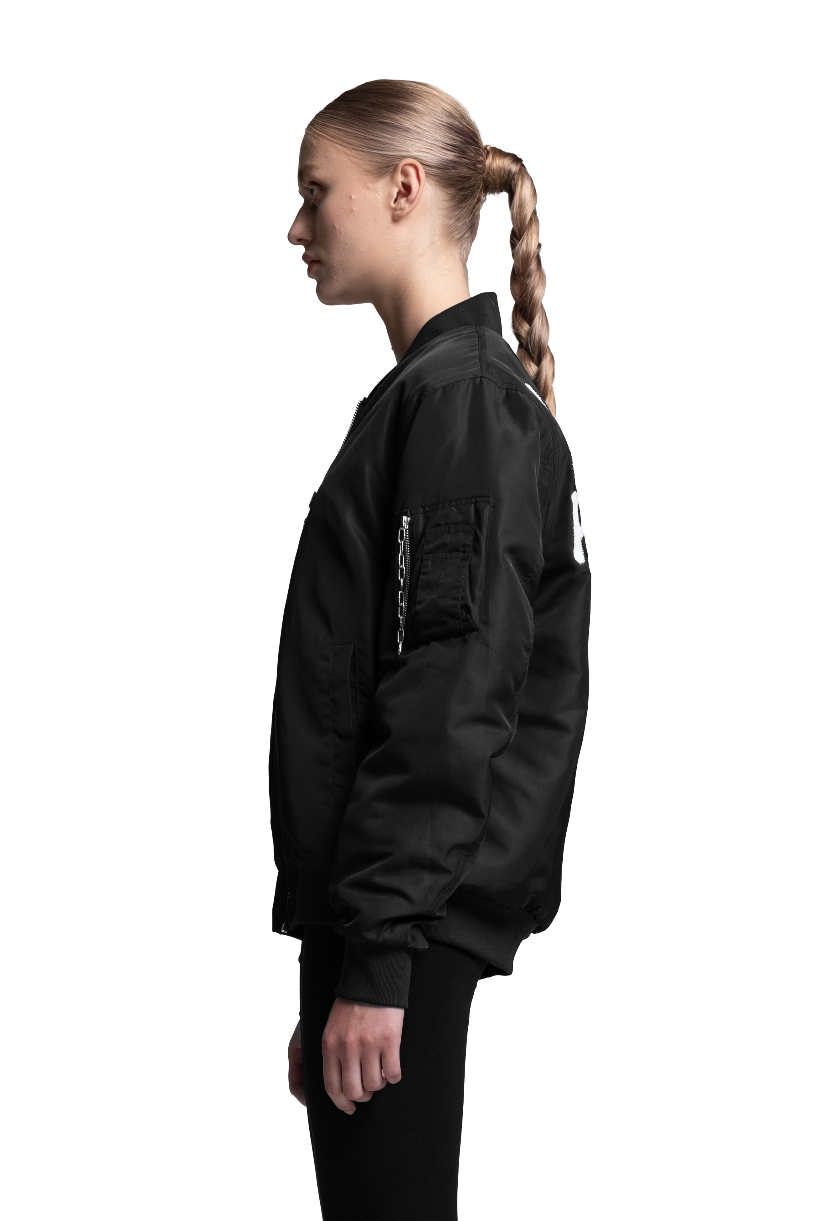 "UNIQUE PERSPECTIVES" Bomberjacke mit Graffiti-Backprint in Schwarz