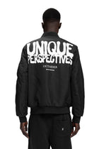 "UNIQUE PERSPECTIVES" Bomberjacke mit Graffiti-Backprint in Schwarz