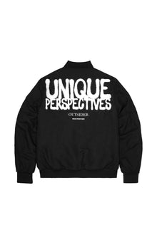"UNIQUE PERSPECTIVES" Bomberjacke mit Graffiti-Backprint in Schwarz