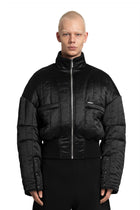 „CARBON“ Reversible Bomberjacke aus Twill und Satin in Schwarz